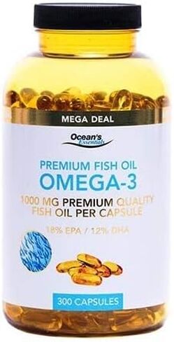 Ocean's Essentials Omega 3 Premium Fish Oil Double Strength, 1000 mg, 300 Soft gels.(Pack of 1) in Saudi Arabia