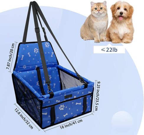 PetsHome مقعد سيارة للكلاب قابل للطي مقعد سيارة معزز مقاوم للماء وجيد التهوية حقيبة سفر أكسفورد للكلاب الصغيرة والمتوسطة والجراء والحيوانات الأليفة بنمط أسود in Kuwait