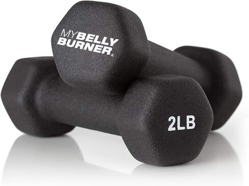 دمبل My Belly Burner مطلي بالنيوبرين بوزن 2 رطل، مجموعة من قطعتين باللون الأسود، مضادة للانزلاق، مضادة للتدحرج، على شكل سداسي in Saudi Arabia