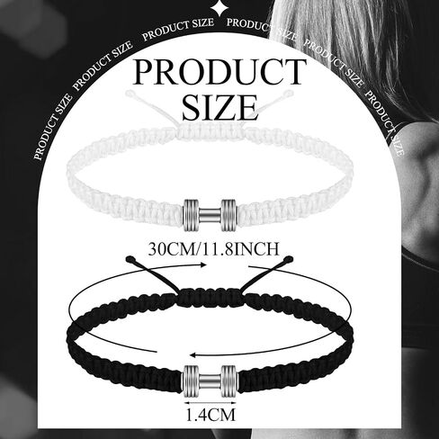 Zeyune 12 Pcs Woven Dumbbell Bracelet Black White Fitness Motivational Dumbbell Charm Adjustable Bracelet Dumbbell Bracelet for Men Women Bracelet Gym Yoga Bracelet Fitness Sports Fitness Gift in Saudi Arabia