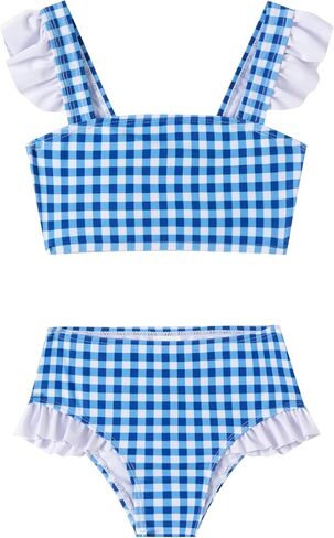 LIZENS Girls Plaid Swimwear Two Piece Trim Swimsuit 2-12 Toddler Beach Bathing Suit for Kids in Kuwait