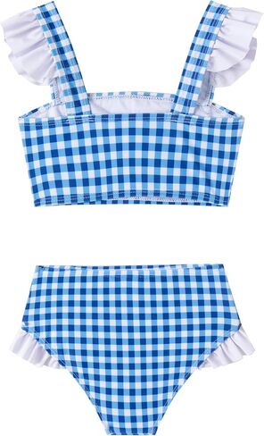 LIZENS Girls Plaid Swimwear Two Piece Trim Swimsuit 2-12 Toddler Beach Bathing Suit for Kids in Kuwait