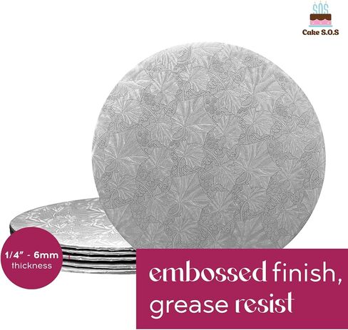 براميل لوحة الكيك القوية والمستديرة باللون الفضي مقاس 9 بوصة لعرض الكعك، بسمك 1/4 بوصة، (25 قطعة) in Kuwait