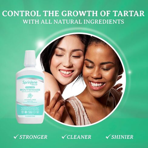 SprinJene Fluoride Free Mouthwash Alcohol Free for Fresh Breath Gum Health Dry Mouth Whitening Teeth w/Black Seed Oil & Zinc - All Natural Vegan Gluten Free Kosher Halal, SLS Free & Toxic Free in Saudi Arabia
