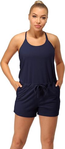 icyzone Strappy Jumpsuit shorts for Women One Piece, Workout Exercise Lounge Tank Romper with Pockets in Saudi Arabia