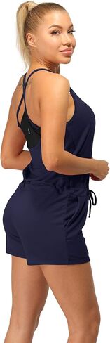 icyzone Strappy Jumpsuit shorts for Women One Piece, Workout Exercise Lounge Tank Romper with Pockets in Saudi Arabia