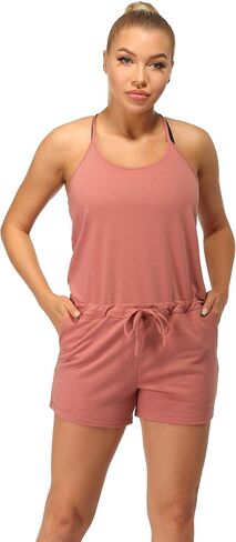 icyzone Strappy Jumpsuit shorts for Women One Piece, Workout Exercise Lounge Tank Romper with Pockets in Saudi Arabia