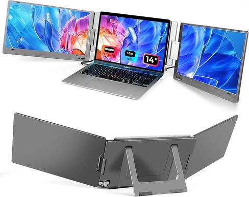 14inch Portable Monitor 1080P FHD IPS Computer Display, Second External Gaming Monitor USB-C HDMI Utral-Slim Travel Monitor for Laptop,PC,Mac,Phone,PS,Xbox,Switch, with Built-in Kickstand/Leather Bag in Saudi Arabia