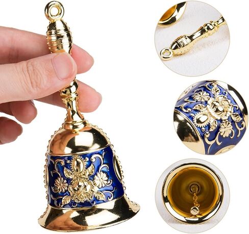 ZORZA 2 قطعة جرس نداء يدوي عتيق مع حلقة عالية الجودة، جرس عشاء متعدد الوظائف لحفلات الزفاف وتدريب الحيوانات الأليفة والكريسماس، تصميم منحوت رائع كلاسيكي للمطاعم والحانات والكنائس in Kuwait