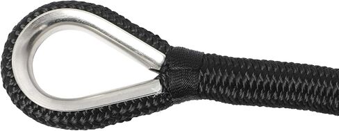 NovelBee 1/2" x 250' خط مرساة مزدوج من النايلون مع كشتبان من الفولاذ المقاوم للصدأ، حمل عمل آمن: 1020 رطل؛ قوة الشد: 5100 رطل (أسود) in Saudi Arabia