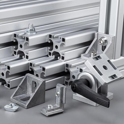 uxcell 2Pcs 45 Degree Angle Aluminum Profile Corner Brackets, Corner Brace Joint Connectors for 6060 Series (Silver Tone) in Saudi Arabia