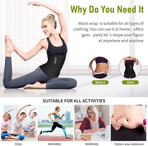 Waist Trainer for Women Lower Belly Fat,Waist Trainer for Women Plus Size,Non-Slip,Tummy Wrap Waist Trimmer for Women Black in Saudi Arabia