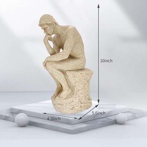 تمثال المفكر ديكور مكتب سطح المكتب خزانة الكتب النحت لهجة ديكور كبير مجموعة فن المفكر الشهير Rodin'S Thinker Art Collection تمثال راتنج هدايا مكتب للرجال تزيين المنزل الحديث (برونزي ذهبي) in Saudi Arabia