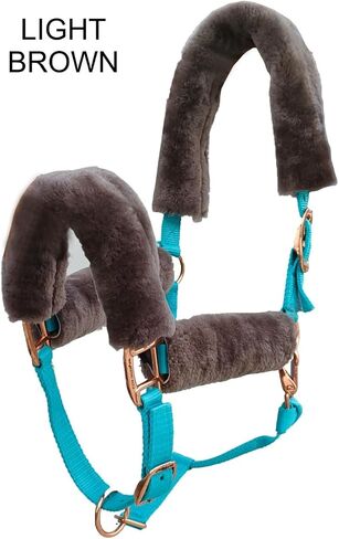 Majestic Ally Genuine Merino Sheepskin 4-Piece Halter Cover Set, 100% Sheepskin, Crown, Noseband, Cheek Pieces in Saudi Arabia