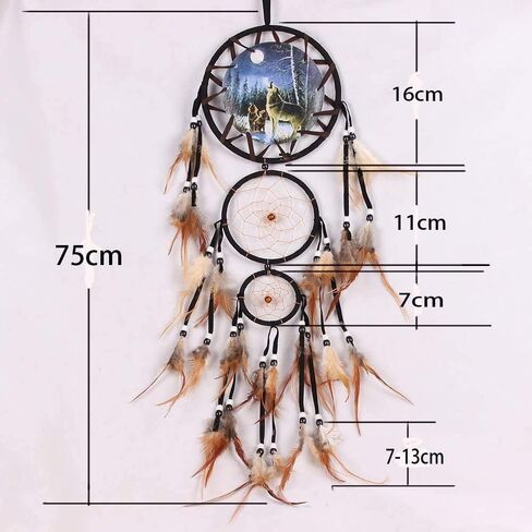 Willcome Handmade Wolf Dream Catcher Wind Chimes Indian Style Feather Pendant Ornament Car Hanging Dreamcatcher Gift in Saudi Arabia
