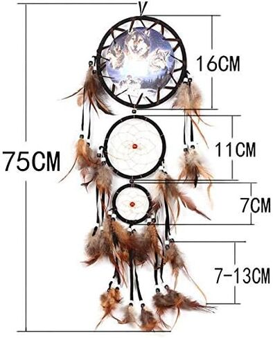 Willcome Handmade Wolf Dream Catcher Wind Chimes Indian Style Feather Pendant Ornament Car Hanging Dreamcatcher Gift in Saudi Arabia