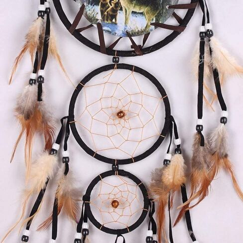 Willcome Handmade Wolf Dream Catcher Wind Chimes Indian Style Feather Pendant Ornament Car Hanging Dreamcatcher Gift in Saudi Arabia
