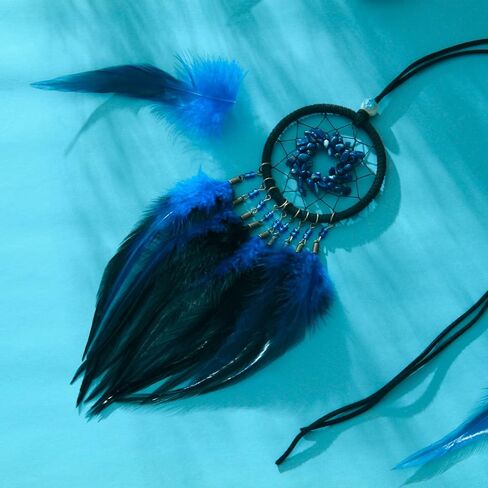 MIAMOR Charming Small Black & Blue Dream Catcher for Car Mirror Hanging Ornament Accessories Dream Catcher Necklace in Saudi Arabia