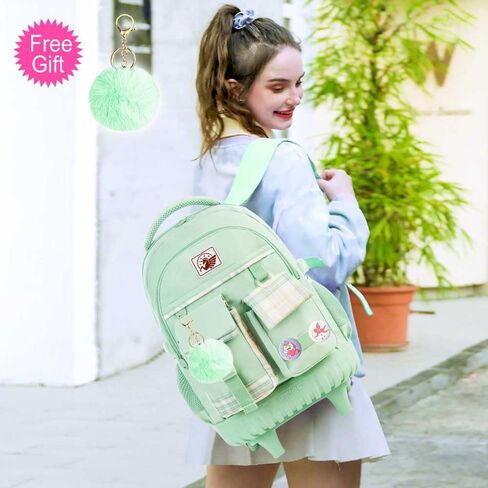 حقيبة ظهر AGSDON للفتيات، حقيبة كتب بعجلات دوارة مقاس 21 بوصة، حقيبة ظهر مدرسية بعجلات للكمبيوتر المحمول مع حقيبة غداء للمراهقين in Kuwait