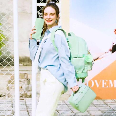 حقيبة ظهر AGSDON للفتيات، حقيبة كتب بعجلات دوارة مقاس 21 بوصة، حقيبة ظهر مدرسية بعجلات للكمبيوتر المحمول مع حقيبة غداء للمراهقين in Kuwait