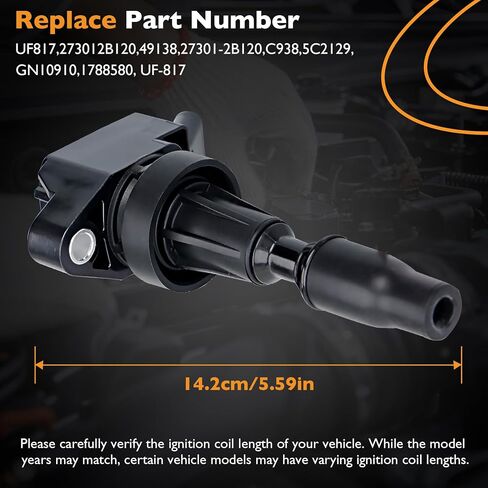 UF817 Ignition Coils Pack & Iridium Spark Plugs Set of 4 Compatible with Hyundai Elantra GT Kona Sonata Tucson, Kia Forte Koup Forte5 Optima Soul Replaces #UF817, GN10910, 5C2129 in Saudi Arabia