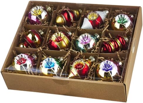 RAZ Imports زجاج ساطع على الطراز العتيق، زخارف شجرة عيد الميلاد مكونة من 12 قطعة، مقاس 3.25 بوصة in Saudi Arabia