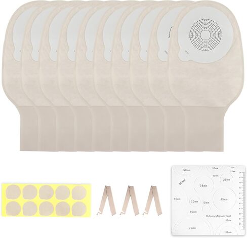 10 Pcs Ostomy Colostomy Bags, One Piece Drainable Ostomy Pouch for Ileostomy Stoma Care, Ostomy Supplies, Cut to Fit(20-60mm) in Kuwait