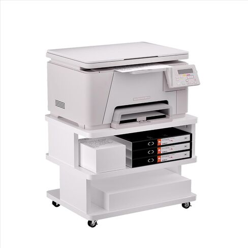 3-Tier Printer Stand with Wheels, 20.47" Lx16.54 Wx32.28 H Heavy Duty Mobile Printer Stand with Storage Shelf, Multifunctional Rolling Cart for Office, Home, and Small Spaces in Saudi Arabia