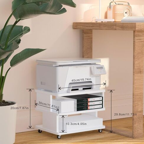 3-Tier Printer Stand with Wheels, 20.47" Lx16.54 Wx32.28 H Heavy Duty Mobile Printer Stand with Storage Shelf, Multifunctional Rolling Cart for Office, Home, and Small Spaces in Saudi Arabia