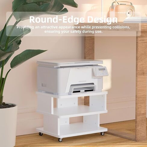 3-Tier Printer Stand with Wheels, 20.47" Lx16.54 Wx32.28 H Heavy Duty Mobile Printer Stand with Storage Shelf, Multifunctional Rolling Cart for Office, Home, and Small Spaces in Saudi Arabia