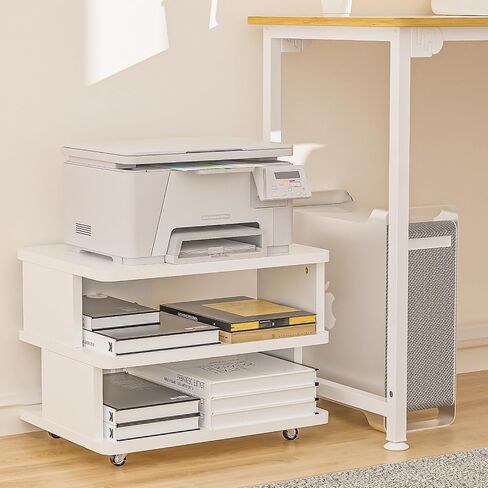 3-Tier Printer Stand with Wheels, 20.47" Lx16.54 Wx32.28 H Heavy Duty Mobile Printer Stand with Storage Shelf, Multifunctional Rolling Cart for Office, Home, and Small Spaces in Saudi Arabia