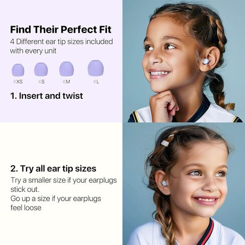 Kids Earplugs (5-12 yrs) – Reusable Noise Sensitivity Ear Plugs for Airplane, Focus, Concerts, Socializing, Sports, Travel, Monster Truck, Fireworks - 8 Ear Tips in XS/S/M/L in Saudi Arabia