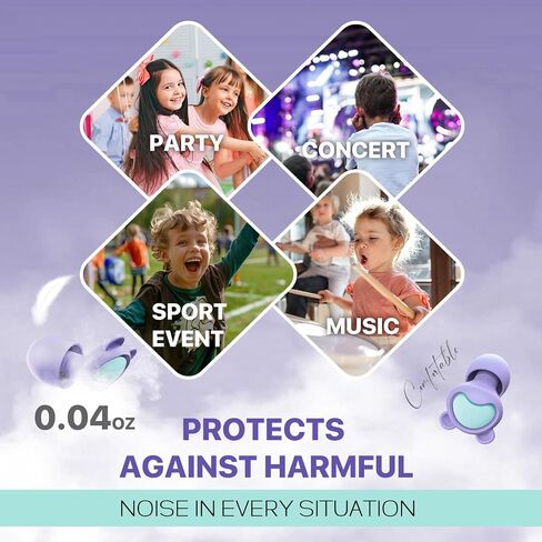 Kids Earplugs (5-12 yrs) – Reusable Noise Sensitivity Ear Plugs for Airplane, Focus, Concerts, Socializing, Sports, Travel, Monster Truck, Fireworks - 8 Ear Tips in XS/S/M/L in Saudi Arabia
