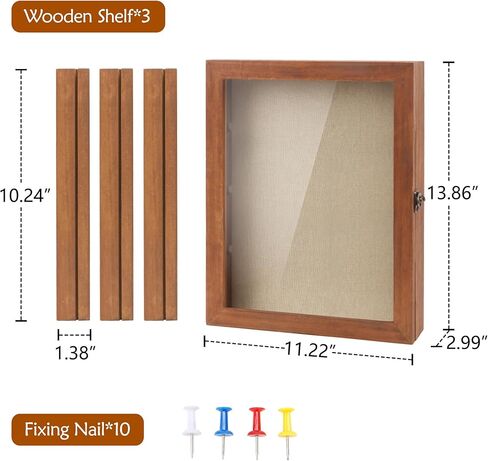 NIKKY HOME 11X14 إطارات صور كبيرة لصندوق الظلال وحالات عرض خشبية مع زجاج، وأرفف ودبابيس قابلة للإزالة، وصناديق ذاكرة خشبية لحمل العملات المعدنية للتذكارات in Kuwait