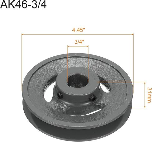 uxcell AK46-3/4 V-Belt Sheave 3/4"Bore 4.45"OD Single Groove Web Sheave Bored-to-Size Sheave, Cast Iron, Belt Section for 4L or A Belt in Saudi Arabia