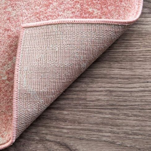 nuLOOM 5 Round Moroccan Blythe Area Rug, Pink, Faded Bohemian Design, Stain Resistant, For Bedroom, Dining Room, Living Room, Hallway, Office, Kitchen, Entryway in Saudi Arabia