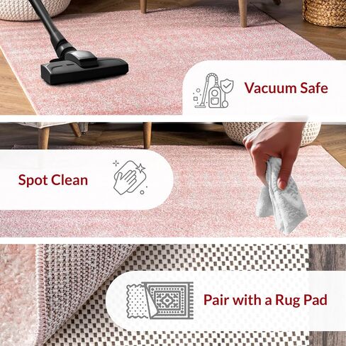 nuLOOM 5 Round Moroccan Blythe Area Rug, Pink, Faded Bohemian Design, Stain Resistant, For Bedroom, Dining Room, Living Room, Hallway, Office, Kitchen, Entryway in Saudi Arabia