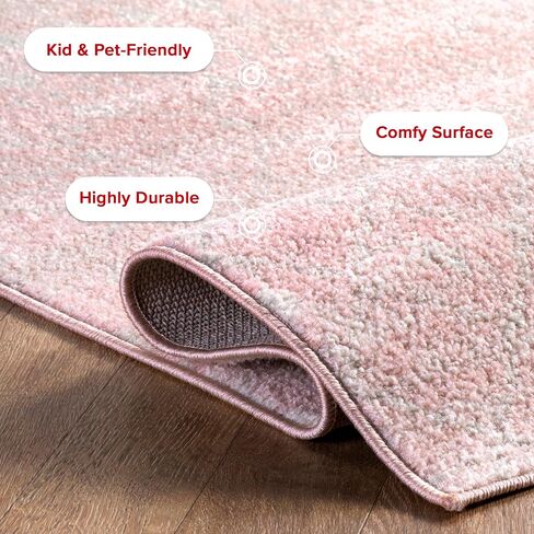nuLOOM 5 Round Moroccan Blythe Area Rug, Pink, Faded Bohemian Design, Stain Resistant, For Bedroom, Dining Room, Living Room, Hallway, Office, Kitchen, Entryway in Saudi Arabia