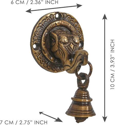 eCraftIndia نحاس لورد غانيش وجه معلق على الحائط مع جرس in Kuwait
