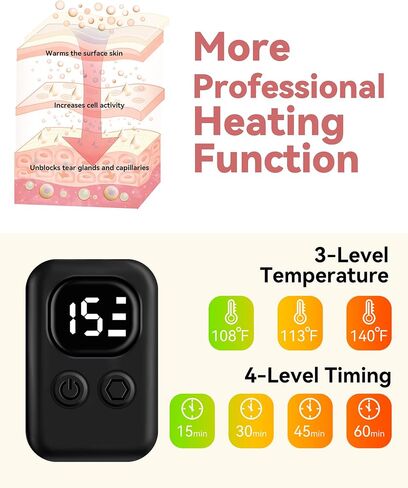Heated Eye Masks for Dry Eyes, Cordless Warm Eye Compresses for Stye Relief, Heating Pad for Relief Eye Strain, Puffy, MGD, Electric Sleep Mask with 3 Temperature & 4 Time Control, Washable（Pink in Kuwait