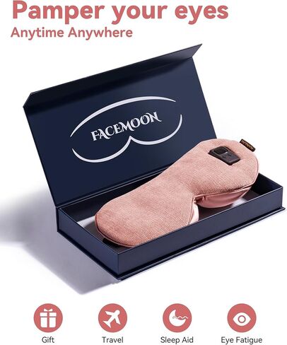 Heated Eye Masks for Dry Eyes, Cordless Warm Eye Compresses for Stye Relief, Heating Pad for Relief Eye Strain, Puffy, MGD, Electric Sleep Mask with 3 Temperature & 4 Time Control, Washable（Pink in Kuwait