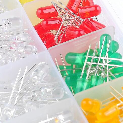 200 قطعة 5 مم LED الثنائيات الباعثة للضوء الساطع مجموعة مصابيح مؤشر LED 2 دبوس دائري اللون برتقالي/أحمر/أصفر/أخضر/أزرق (10 ألوان × 20 قطعة) in Kuwait