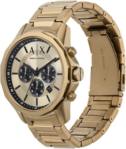A｜X ARMANI EXCHANGE Men's Chronograph Gold-Tone Stainless Steel Watch and Bracelet Gift Set (Model: AX7151SET) in Saudi Arabia