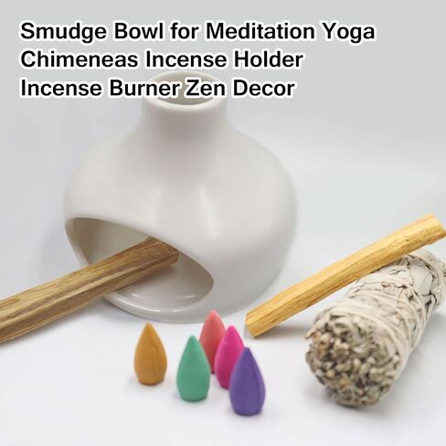 Palo Santo Holder, Incense Burner Zen Decor, Smudge Bowl for Meditation Yoga, Chimeneas Incense Holder, Handmade Ceramic Incense Holder Ash Catcher in Saudi Arabia