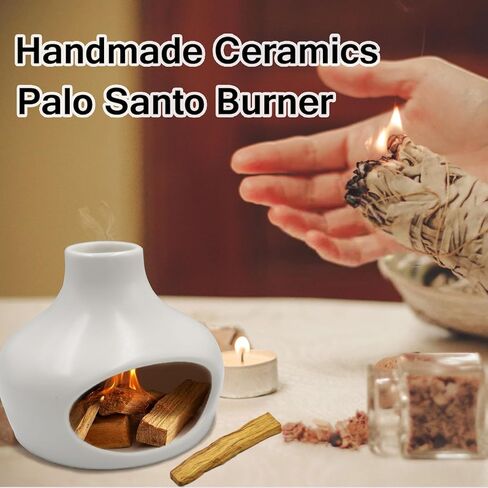 Palo Santo Holder, Incense Burner Zen Decor, Smudge Bowl for Meditation Yoga, Chimeneas Incense Holder, Handmade Ceramic Incense Holder Ash Catcher in Saudi Arabia