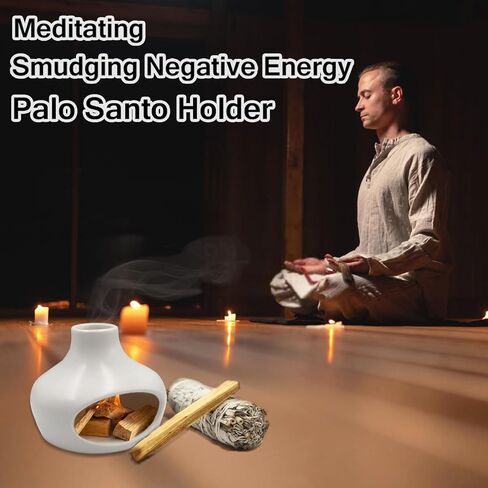 Palo Santo Holder, Incense Burner Zen Decor, Smudge Bowl for Meditation Yoga, Chimeneas Incense Holder, Handmade Ceramic Incense Holder Ash Catcher in Saudi Arabia