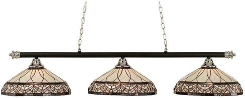 Toltec Lighting 373-CHMB-948 Oxford 3 Light Bar with 16" Royal Merlot Tiffany Glass, Chrome and Matte Black Finish in Saudi Arabia