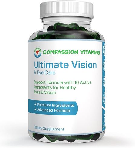 Ultimate Vision & Eye Care Eye Vision Clarity Ultra Eye Support Supplement Areds 2 Formula with Vitamins Lutein, Zinc, Vitamin A, Taurine, Bilberry, Glutathione, Quercetin, Grape Seed, Turmeric, 60ct in Saudi Arabia