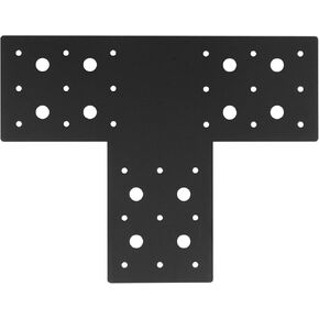 4 PCS Black Flat Tee Mending Plate, Fit for 4 x 4 Post, T Flat Repair Tie Plate, Steel Right Angle Bracket, Width 3-1/2", Thick 2mm, Multiple Holes Corner Brace for Wood, Furniture, Timber Connector