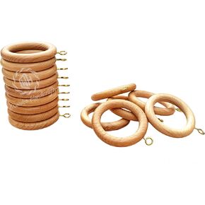 WCH Handmade Wooden Curtain Ring,Wood Drapery Rings,Curtain Ring for Door&Window Decor Easy Glide Curtain Rings Smooth,Durable&Stylish Window(Inner Dia 1.75,Outer Dia 2.5 Inch) Oakwood (24)